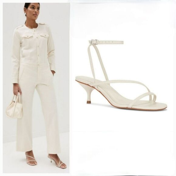 NEW Schutz Helene Kitten Heel Strappy Gladiayor Sandal in Pearl White SIZE 11 - Picture 1 of 11